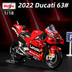 2022 m. 1:18 Nugalėtojas „Ducati Lenovo Team Racing“ Nr. 63 Francesco Bagnaia licencijuoto lydinio motociklo modelio žaislų kolekcijos dovana цена и информация | Коллекционные модели автомобилей | pigu.lt