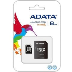 ADATA microSDHC 8GB, 4-tos klasės + SD adapteris kaina ir informacija | ADATA Mobilieji telefonai ir jų priedai | pigu.lt