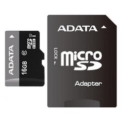 ADATA microSDHC 16GB + SD adapteris (10 klasės) kaina ir informacija | ADATA Mobilieji telefonai ir jų priedai | pigu.lt