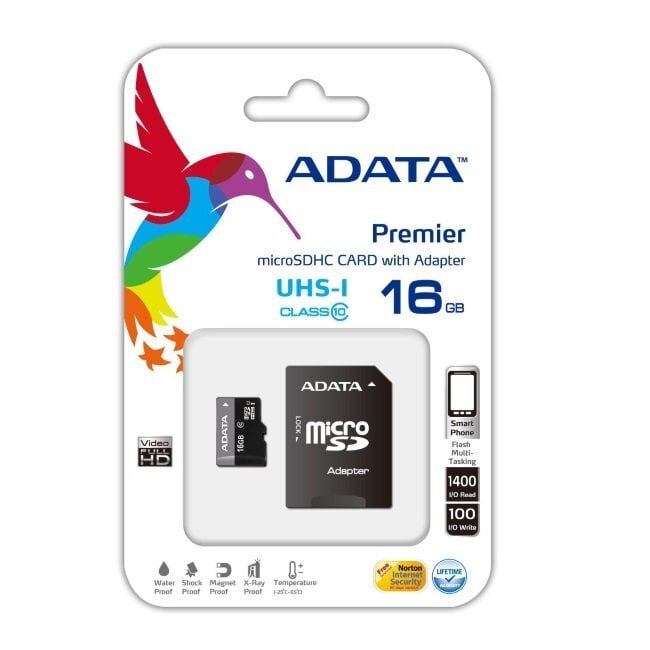 ADATA microSDHC 16GB + SD adapteris (10 klasės) kaina ir informacija | Atminties kortelės telefonams | pigu.lt