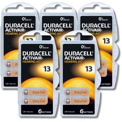 Батарейки для слуховых аппаратов Duracell ActivAir 13 (PR48) 5х6 шт., 30 шт. цена и информация | Батарейки | pigu.lt