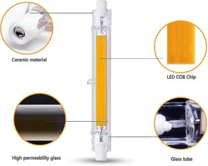Святлодыёдная лямпа R7s 118 мм 30 Вт з рэгуляваннем яркасці, цёплы белы 3000k 3000 лм, лінейная замена J118 300 Вт галагенавая лямпа_i цена и информация | Светодиодные ленты | pigu.lt