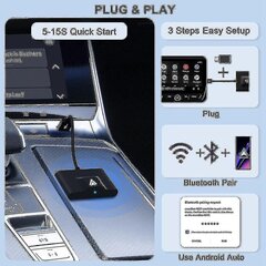 „Android Auto“ belaidis adapteris, skirtas laidiniam „Android Auto“ automobiliui Plug & Play Easy Setup Aa Wireless Android kaina ir informacija | Korpusų priedai | pigu.lt