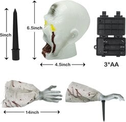 Lauko Helovino dekoracijos, tikroviškos zombių rankos ir veido kaukolės, su kuoliukais, puikiai tinka sodui, namui, kuriame yra vaiduokliai, kapinėse, Helovino vakarėlio dekoracijose цена и информация | Праздничные декорации | pigu.lt