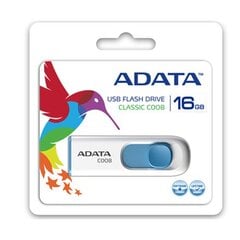 Карта памяти USB A-DATA Classic C008 16GB, белая+синяя цена и информация | USB накопители | pigu.lt