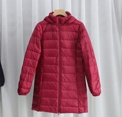 (4xL-Burgundy)Kepurė Nuimamas pūkinis paltas su gobtuvu žieminis moteriškas lengvas plonas baltas pūkinė striukė Parkas Moteriška Ilga Šilta Didelio Dydžio Pūkiniai drabužiai kaina ir informacija | Paltai moterims | pigu.lt