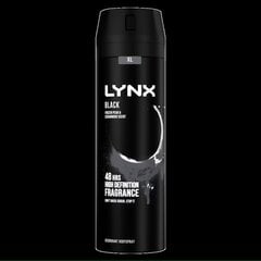 „Lynx Black“ dezodorantas ir kūno purškiklis XL, 200ml kaina ir informacija | Dušo želė, aliejai | pigu.lt