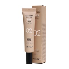 Veido kremas su atspalviu TRIMAY Full cover 3-in-1Max BB Cream 02 (Medium) kaina ir informacija | Makiažo pagrindai, pudros | pigu.lt