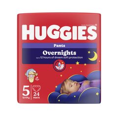 Užtraukiamos naktinės sauskelnės Huggies Overnight (12-17 kg), 24 vnt. kaina ir informacija | Sauskelnės | pigu.lt