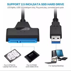 USB adapterio laidas nuo 3.0 iki Sata II iki 2.5 iki 6 Gbps Spalva juoda kaina ir informacija | Adapteriai, USB šakotuvai | pigu.lt