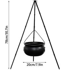 Didelis raganos katilas ant trikojo su LED styga Helovino vakarėlio dekoru Lauko Hocus Pocus saldainių dubuo kibiras Namų kiemo veranda kaina ir informacija | Vakarėliams ir šventėms | pigu.lt