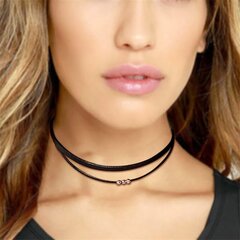 Boho sluoksniuotas juodas odinis virvinis kaklo karoliai | Gotikinis zomšos „Choker“ karoliai | Madingi papuošalai moterims ir mergaitėms цена и информация | Украшения на шею | pigu.lt