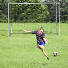 HOMCOM Futbolo vartai su PE tinkleliu, futbolo vartai vaikams ir suaugusiems, 300 x 120 x 200 cm, plienas, PE, sodui, futbolo treniruotėms, pilkos spalvos kaina ir informacija | Čiuožyklos, laipiojimo kopetėlės | pigu.lt