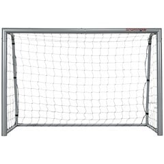 HOMCOM Futbolo vartai su PE tinkleliu, futbolo vartai vaikams ir suaugusiems, 240 x 85 x 160 cm, plienas, PE, sodui, futbolo treniruotėms, pilkos spalvos kaina ir informacija | Čiuožyklos, laipiojimo kopetėlės | pigu.lt