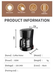 CM102 6 taurelės geriamosios kavos gamintojas nuo geriamosios kavos geriamoji mašina 750 ml juoda kaina ir informacija | Termosai, termopuodeliai | pigu.lt