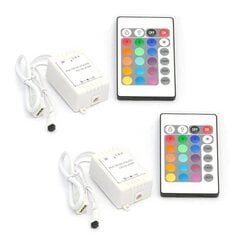 2X 24 mygtukų belaidis RGB LED šviesos valdiklis Ir nuotolinis 12 V reguliatorius kaina ir informacija | Išmaniųjų (Smart TV) ir televizorių priedai | pigu.lt