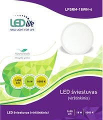 LEDlife LED viršt. šviestuvas 18W (apval.) kaina ir informacija | LEDlife Nešiojami kompiuteriai, priedai | pigu.lt