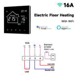 Tuya Wifi Smart Thermostat LCD ekranas jutiklinis ekranas, skirtas elektriniam grindų šildymui Vandens / dujų katilo temperatūros nuotolinis valdiklis - Išmanioji temperatūros valdymo sistema - AliExpress kaina ir informacija | Išmaniųjų (Smart TV) ir televizorių priedai | pigu.lt