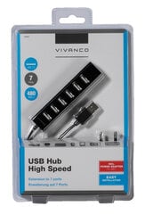 Adapteris VIVANCO USB A HUB, 7x USB A kaina ir informacija | Adapteriai, USB šakotuvai | pigu.lt