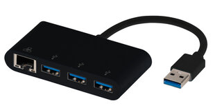 Adapteris VIVANCO USB A network adapter + HUB, 3x USB A, RJ 45 kaina ir informacija | Adapteriai, USB šakotuvai | pigu.lt