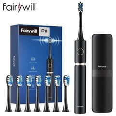 Fairywill P11 Sonic Whitening elektrinis dantų šepetėlis Įkraunamas USB įkroviklis Itin galingas vandeniui atsparus 4 galvutės ir 1 kelioninis dantų šepetėlis цена и информация | Электрические зубные щетки | pigu.lt