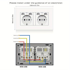 '1vnt/2vnt es standarto usb dviguba elektra juosta' kaina ir informacija | Elektros jungikliai, rozetės | pigu.lt