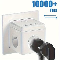 '1 vnt. 6-in-1 usb lizdo adapteris (4000w/16a) su jungikliu, 3 usb lizdai (5v/3.1a) - europinis kištukas biurui ir namams, baltas.' kaina ir informacija | Elektros jungikliai, rozetės | pigu.lt