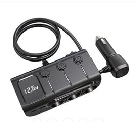 GC01 3 USB + 1 Type-C + 1 PD automobilinis 12-24V prievadas įkroviklis, 3 lizdai, skaitmeninis ekranas įkrovimo adapteris. kaina ir informacija | Adapteriai, USB šakotuvai | pigu.lt