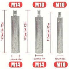 '1 vnt m10/m14 į m10 prailginimo strypas sriegio adapteris auto poliravimui.' kaina ir informacija | Mechaniniai įrankiai | pigu.lt