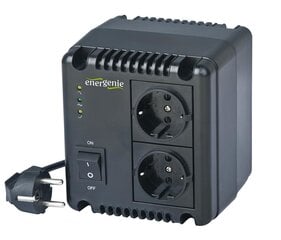 Gembird - Stabilizator napięcia AVR, LED 230V, 1000VA, 2 x Schuko OUT kaina ir informacija | Įtampos keitikliai | pigu.lt
