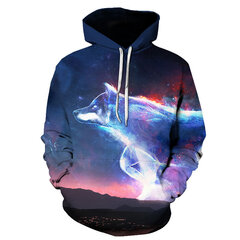 (HL006-XXS）Stebuklingos spalvos Galaxy Wolf Hoodie Hoodie Vyriški цена и информация | Мужские толстовки | pigu.lt