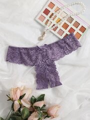 Gėlėti nėriniai Bow Decor String apatinis trikotažas·Mauve Purple·XL kaina ir informacija | Kelnaitės | pigu.lt