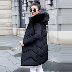 (7xL(86-92kg)-juodas)Big Fur 2024 New European Fashion Juoda Moteriška Striukė Didelis dydis 7XL Moteriškas Parkas Moteriškas šiltas žieminis paltas su gobtuvu Moteriški viršutiniai drabužiai цена и информация | Женские пальто | pigu.lt