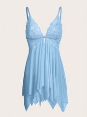 Kawaii Contrast Lace Asimetriškas Hem Slips su stringai·Baby Blue·XS цена и информация | Трусики | pigu.lt