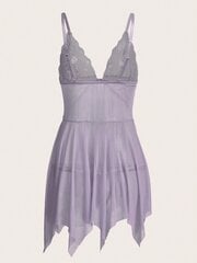 Kawaii Contrast Lace Asimetriški Hem Slips su stringai · Alyvinė violetinė · XS цена и информация | Трусики | pigu.lt