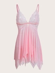 Kawaii Contrast Lace Asimetriškas Hem Slips su stringai·Pink·XS цена и информация | Трусики | pigu.lt