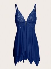 Kawaii Contrast Lace Asimetriški Hem Slips Strong·Royal Blue·XS цена и информация | Трусики | pigu.lt