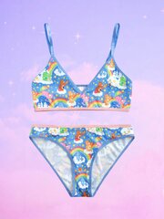 X Care Bears Cartoon Printed liemenėlės ir apatinio trikotažo rinkinys·Daugiaspalvis·XL цена и информация | Бюстгальтеры | pigu.lt