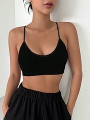 DAZY Solid Criss Cross be nugarėlės Bralette·Black·vieno dydžio цена и информация | Бюстгальтеры | pigu.lt