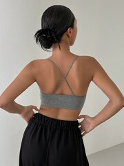 DAZY Solid Criss Cross be nugarėlės Bralette·Šviesiai pilka·vieno dydžio цена и информация | Бюстгальтеры | pigu.lt