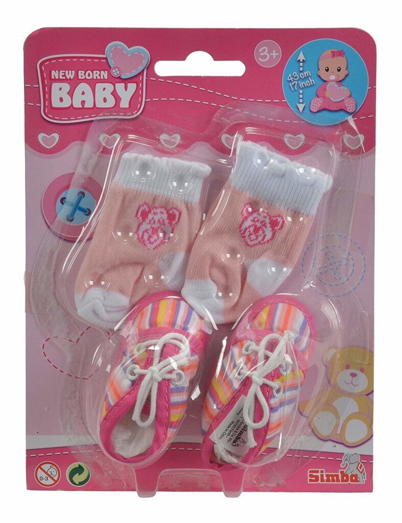 Lėlės batukai ir kojinės Simba New Born Baby kaina ir informacija | Žaislai mergaitėms | pigu.lt