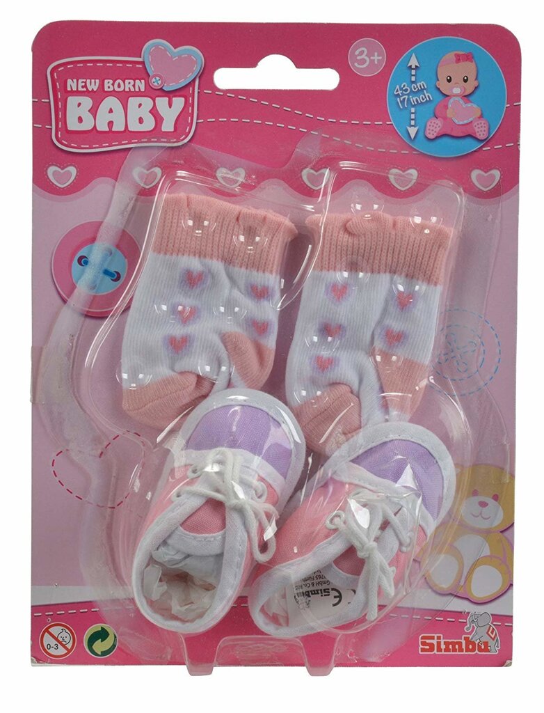 Lėlės batukai ir kojinės Simba New Born Baby kaina ir informacija | Žaislai mergaitėms | pigu.lt