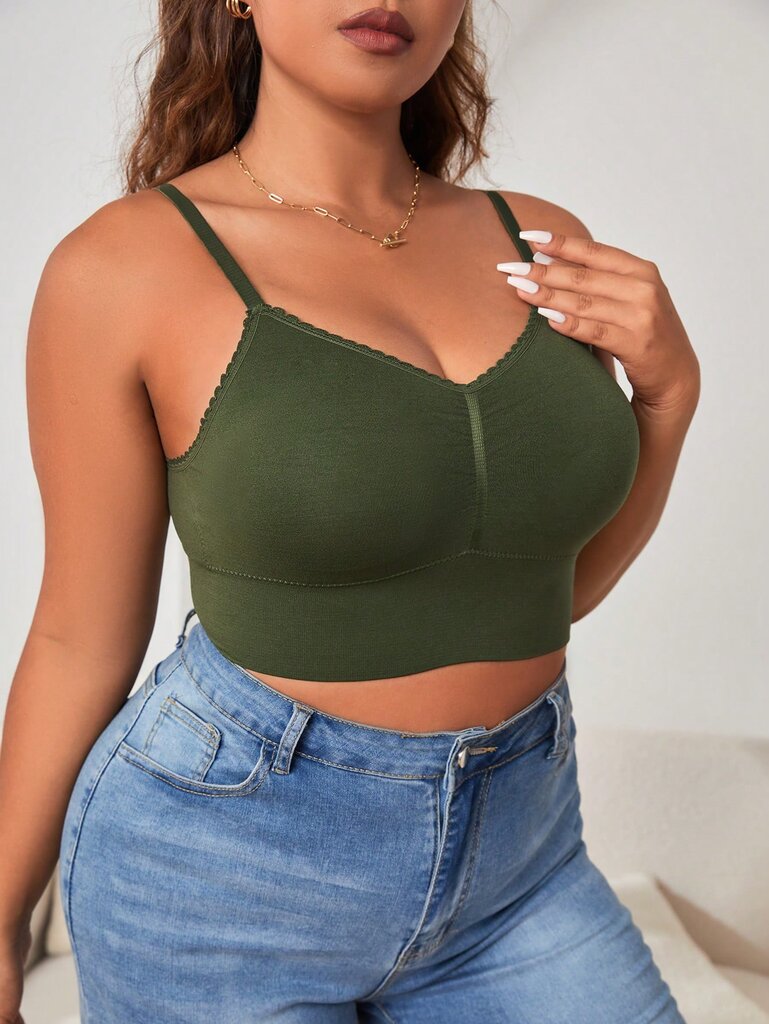 Plus Solid Bra·Army Green·2XL kaina ir informacija | Apatiniai marškinėliai moterims | pigu.lt