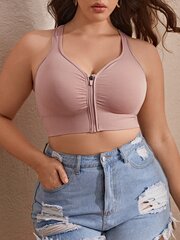 Plius tvirtas užtrauktukas priekyje Bra·Dusty Pink·3XL цена и информация | Нательные женские майки | pigu.lt