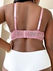 Plius gėlėtas nėrinių lankelis priekyje Underwire Bra·Dusty Pink·90D kaina ir informacija | Apatiniai marškinėliai moterims | pigu.lt