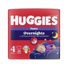 Huggies OVERNIGHT užtraukiamos naktinės sauskelnės 4 dydis (9-14kg) 26vnt kaina ir informacija | Sauskelnės | pigu.lt