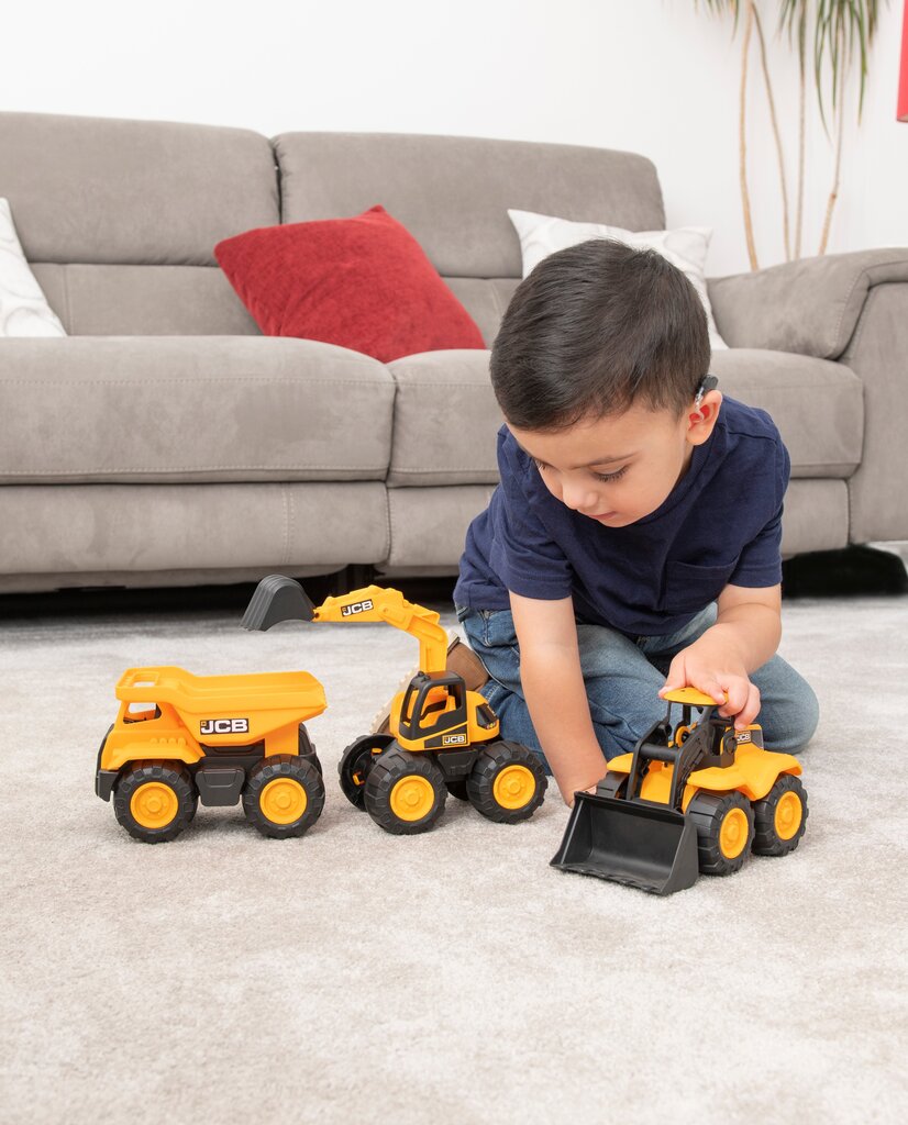 Sunkvežimių rinkinys Teamsterz Jcb, 18 cm, 3 vnt. kaina ir informacija | Žaislai berniukams | pigu.lt