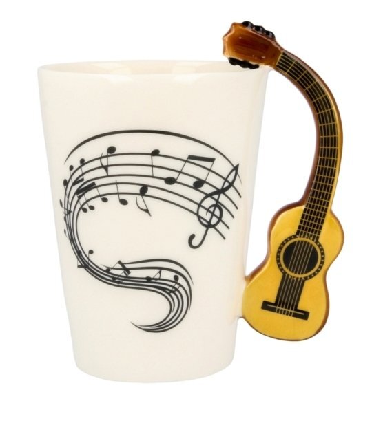 Muzikinis puodelis Gitara, baltas цена и информация | Originalūs puodeliai | pigu.lt