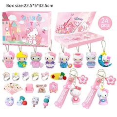 Sanrio Hello Kitty Advento kalendorius Anime figūrėlės kalėdinės dovanos 24vnt / dėžutė raktų pakabukas pakabukas mergaitei Kūrybiški modelio papuošalai kaina ir informacija | Kalėdinės dekoracijos | pigu.lt