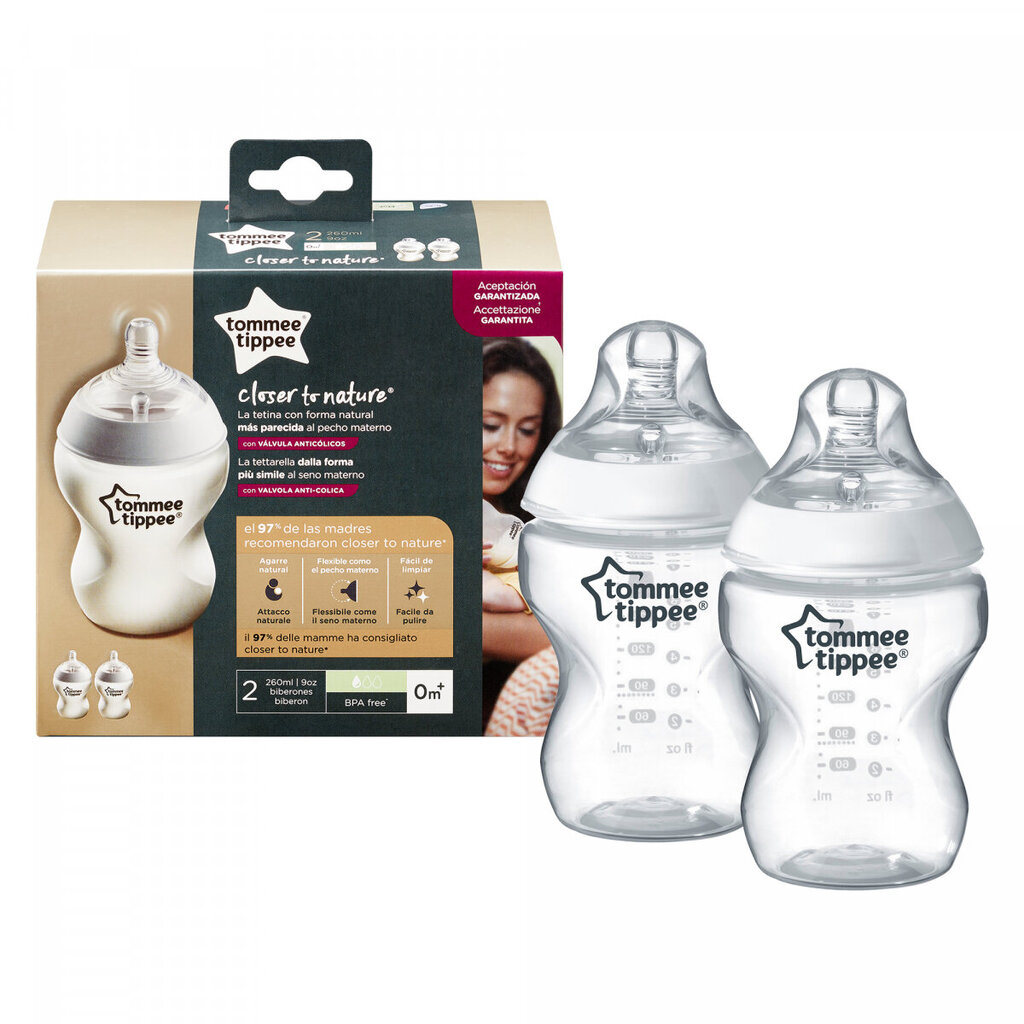 Buteliukai Tommee Tippee, 260ml, 2vnt., 42252071 kaina ir informacija | Buteliukai kūdikiams ir jų priedai | pigu.lt